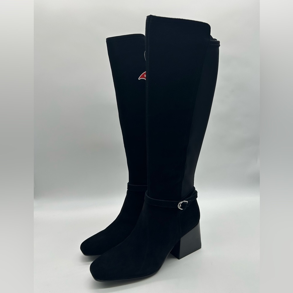 Blondo Twyla Waterproof Tall Boots Black Suede 7M Block Heel New With Box - Picture 5 of 12